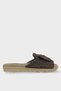 Open Front Bow Tie Detail Straw Knit Women's Slippers Brown