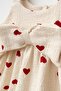 My Little One's Baby Girl Jumpsuit with Heart Patterned Hat - Red - 4