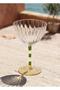 Footed Glass Ice Cream Bowl Green Yellow 280 ml