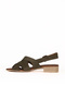 Khaki Alf Suede Women's Low Heel Sandals - 3