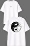 Plak Dj Design Front and Back Printed White Oversize T-Shirt