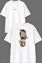 Footprint Design Front and Back Printed White Oversize T-Shirt