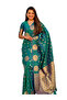 Teal & Gold Moonga Silk Saree with Zari Motifs - KTZ0000 | Blue