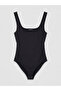 Vizyon New Season Black Square Neck Women's Bodysuit