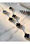 Black Enameled 7-Leaf Clover Silver Color Chain Stainless Steel Necklace - 2