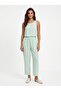 Water Green Stretchy Fabric Thick Strap Blouse Elastic Waist Pants Top and Bottom Set - 2