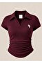 5 Li Vintage Polo Collar Ribbed Lycra Blouse - 6