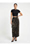 Leopard Pattern Anvelop Double-Breasted Waist-Tied Standard Size Kupra (Cupra) Satin Silk Hijab Long Skirt Standard Size