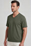 Men's Vision V-Neck Premium Quality Dense Textured Cotton T-Shirt Khaki M102-R0220-06 - 4