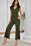 Women's V Lace Collar Short Sleeve Blouse Pants Bottom Top Set - 2