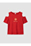 Original Shoulder Open Embroidered Girls' T-Shirt - 4