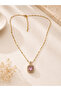 Pink Zircon Stone Steel Necklace