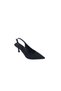 İzlife 122 Women's Black Satin Stone Closed Toe Open Back Thin Heeled Evening Dress Shoes - 4