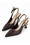 Women’s Heel- Pointed Toe Slingback Heel Shoes For Ladies with Scarf Strap – Black & Brown – Sizes 36-41 - 3
