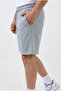 Men's Gray Combed Cotton 2 Thread Cotton Double Pocket Elastic Waist Bermuda Shorts - 5