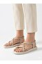 Women's Beige Gold Ring Detailed Soft Sole Casual Flip-Flop Sandals
