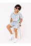 Boy's Linen Shirt and Shorts Set Blue Patterned Summer 2-Piece Set - 3