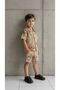 Boy's Palm Tree Patterned Muslin Shirt Shorts 2-Piece Set