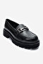 Women's Thick Sole Loafer Shoes Real Leather Mtd 24352 Black - 3