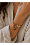 Steel Charm Stone-Cherry-Pearl Handcuff Bracelet