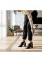 Nish N2664 Women's Genuine Leather Gathered Patterned Summer Heeled Shoes - 6