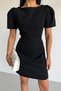 Women's Balloon Sleeve Atlas Fabric Mini Dress