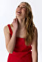 Women's Cotton Lounge Camille Pointel Sleeveless Tank & Shorts Set - Red - 2
