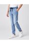 Denim Woven Full Length Solid Color Washed Jeans - Light Blue