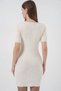 Women's Short Sleeve Knitwear Cream Dress - 5