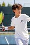 Children's Tennis Racket Embroidered White T-Shirt 100% Cotton Sporty Basic T-Shirt - Black and White Kids' Sports Tennis T-Shirt - Young Children's Training Sports T-Shirt - 2