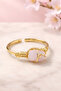 Pink Quartz Gold Color Ring Adjustable Copper (Plated) - 4