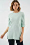 Women's Round Neck Side Slit Mint T-Shirt - 4