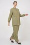 Women's Shirt Collar Long Sleeve Viscose Green Double Suit - 4