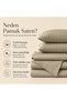 100% Cotton Satin Striped Double Duvet Cover Set - Ecru - 4