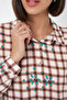 Women's Oversize Floral Patterned Viscose Brown Shirt - 2