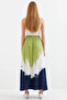 Women's Patterned Viscose Green Skirt - 8