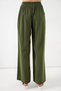 Women's Elastic Waist Wide Leg Khaki Palazzo Trousers - 8