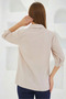 Women's Shirt Collar Satin Cream Blouse - 6