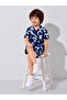 Boys' Patterned Linen Woven Fabric Stylish Shirt Shorts Lower and Upper Set 4-12 Years - 4
