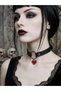 Black Choker Necklace with Red Heart for Women – Gothic Neck Collar, Y2K Punk Heart Pendant, Choker with Leather Belt