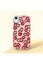 iPhone Xr Compatible Case with Camera Protection Pink Silicone Couple Phone Case with Kiss Pattern