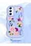 Samsung Galaxy A34 5g Compatible Case Camera Protector Blue Silicone Couple Phone Case Floral Pattern - 2