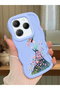 Infinix Hot 40 Compatible Case Camera Protector Blue Silicone Couple Phone Case Girl Pattern