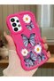 Samsung Galaxy A23 Compatible Case Camera Protector Red Silicone Couple Phone Case Butterfly Pattern
