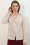Women's Striped Linen Burgundy Shirt - 3
