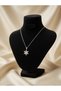 Silver Color White Zircon Stone Snowflake Steel Necklace - Tarnish Resistant - 45cm - 3