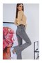 High Waist Slit Women's Jean Trousers Casual Gray Spanish Leg Pants - 2