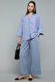 Striped Shirt with Spread Collar and 3/4 Sleeves - 2