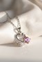 Steel Necklace with Zircon Stone and Swan Heart Design