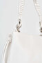 Women's White Faux Leather Knitted Strap Lined Zipper Closure Handbag and Shoulder Bag - 4
